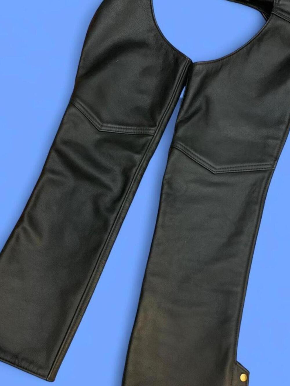 Ladies leather riding chaps by California leather creations.